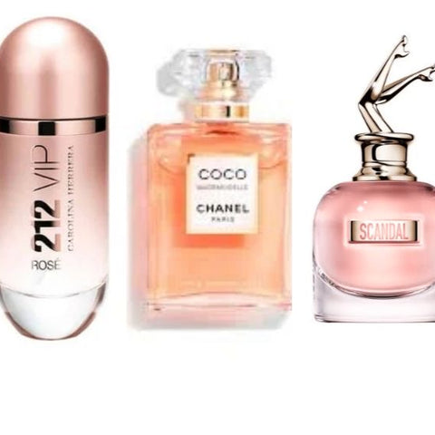[COMPRA 1 LLEVA 3] - KIT DE PERFUMES IMPORTADOS - COCO CHANEL | SCANDAL | 212 VIP ROSE - (100ML CADA UNO)